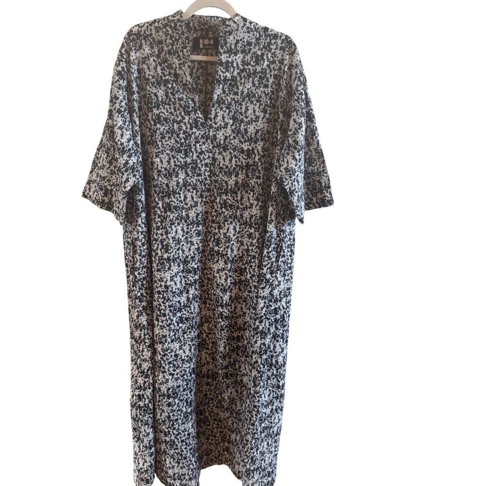Labo.Art Blue White Splatter Midi Dress Size 1/Small Made In Italy Lagenlook
